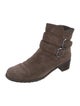 Stuart Weitzman Suede Whipstitch Trim Moto Boots