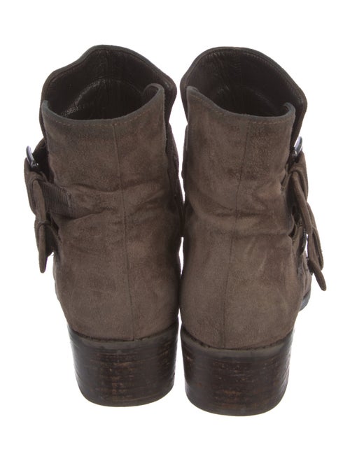 Stuart Weitzman Suede Whipstitch Trim Moto Boots