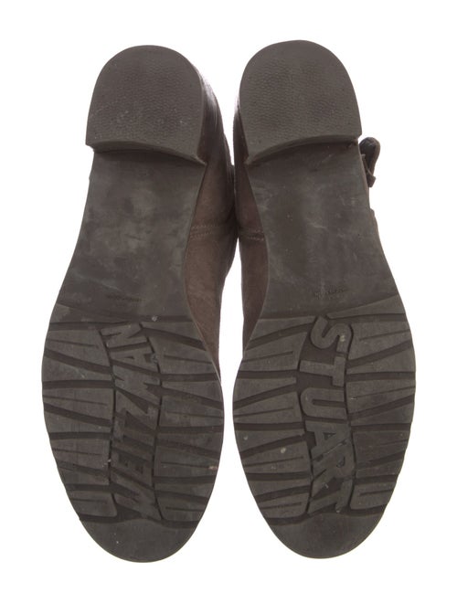 Stuart Weitzman Suede Whipstitch Trim Moto Boots