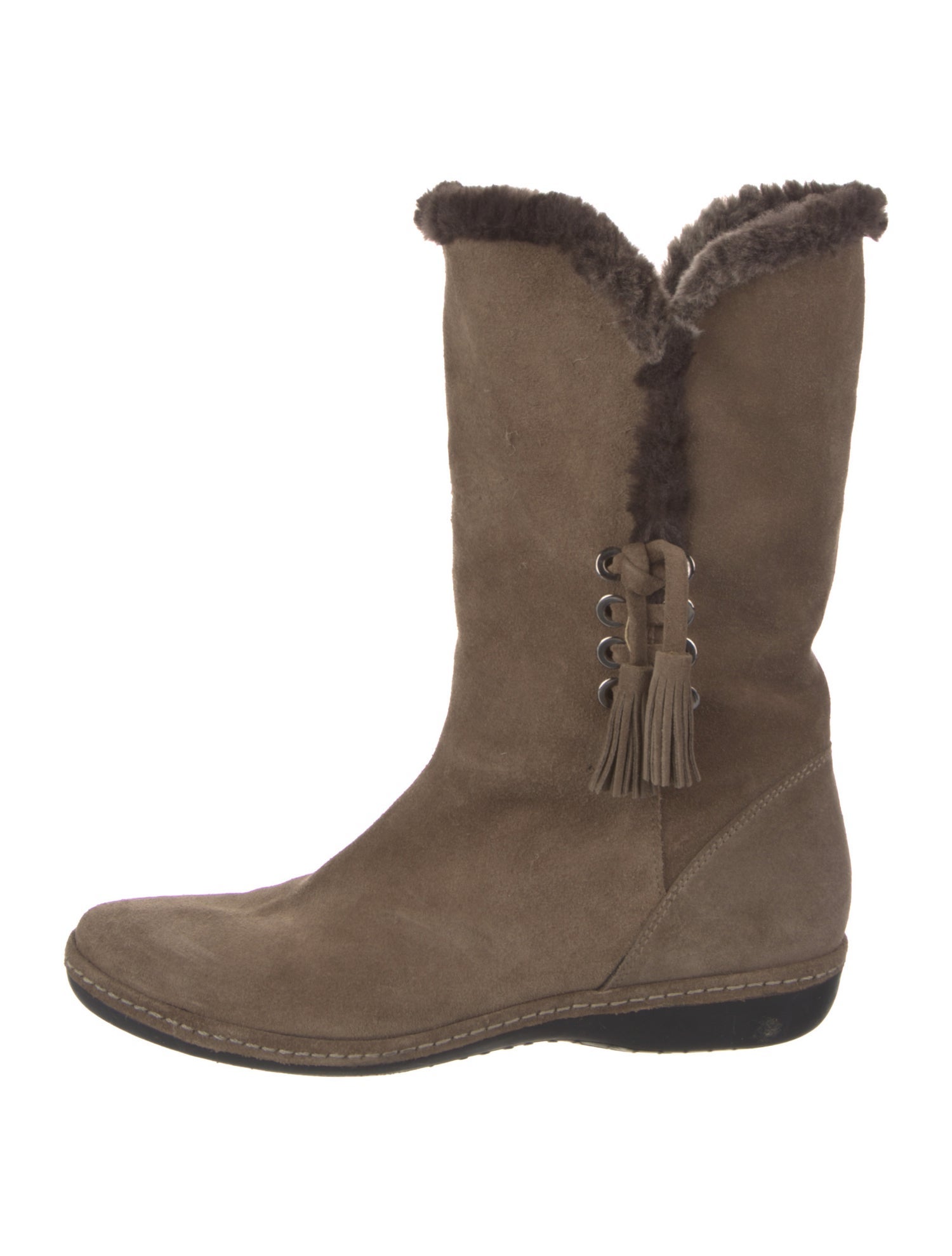 Stuart Weitzman Suede Crystal Embellishments Lace-Up Boots