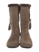Stuart Weitzman Suede Crystal Embellishments Lace-Up Boots
