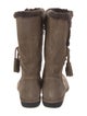 Stuart Weitzman Suede Crystal Embellishments Lace-Up Boots