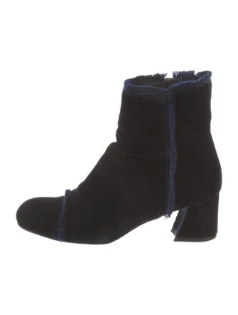 Stuart Weitzman Velvet Raw-Edge Trim Boots