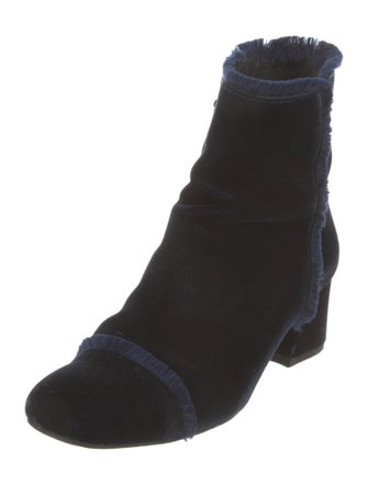 Stuart Weitzman Velvet Raw-Edge Trim Boots