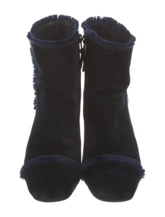 Stuart Weitzman Velvet Raw-Edge Trim Boots