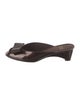 Stuart Weitzman Patent Leather Bow Accents Slides