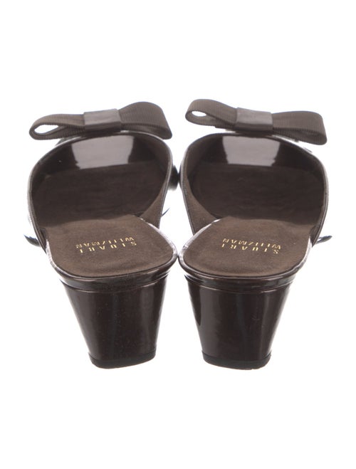 Stuart Weitzman Patent Leather Bow Accents Slides