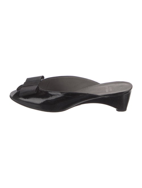 Stuart Weitzman Patent Leather Bow Accents Slides