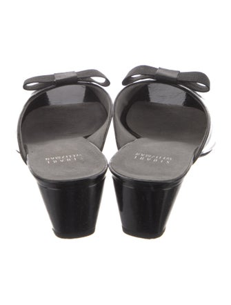 Stuart Weitzman Patent Leather Bow Accents Slides