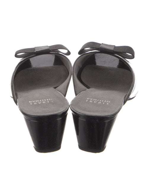 Stuart Weitzman Patent Leather Bow Accents Slides