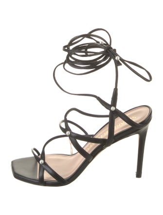 Stuart Weitzman Leather Beaded Accents Sandals