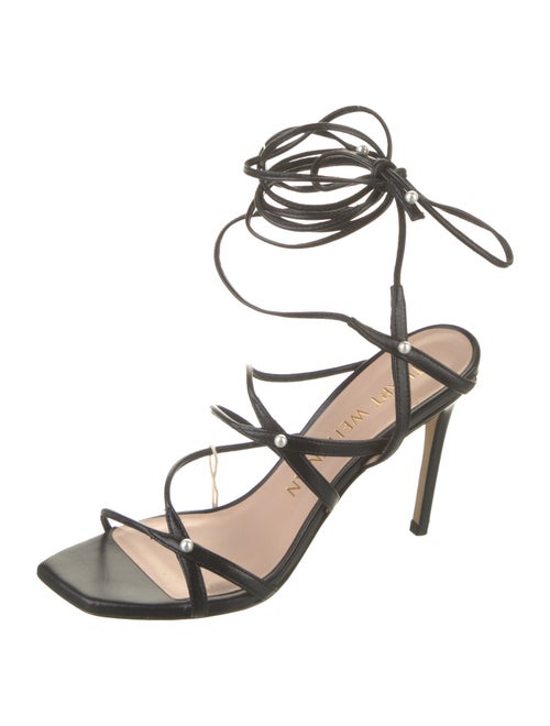 Stuart Weitzman Leather Beaded Accents Sandals