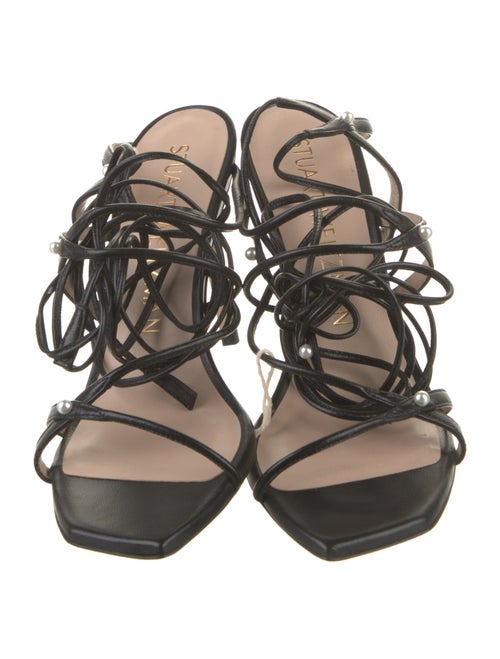 Stuart Weitzman Leather Beaded Accents Sandals
