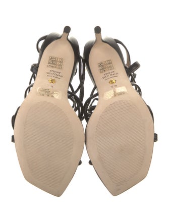 Stuart Weitzman Leather Beaded Accents Sandals