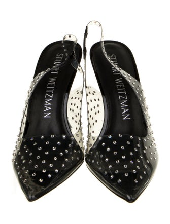 Stuart Weitzman PVC Crystal Embellishments Slingback Pumps