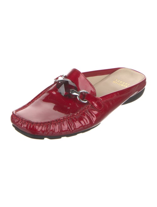 Stuart Weitzman Patent Leather Crystal Embellishments Slides