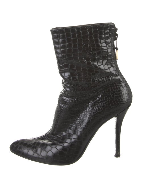 Stuart Weitzman Embossed Leather Animal Print Lace-Up Boots