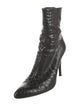 Stuart Weitzman Embossed Leather Animal Print Lace-Up Boots
