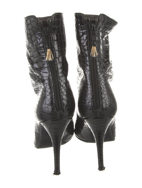 Stuart Weitzman Embossed Leather Animal Print Lace-Up Boots