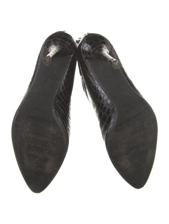 Stuart Weitzman Embossed Leather Animal Print Lace-Up Boots