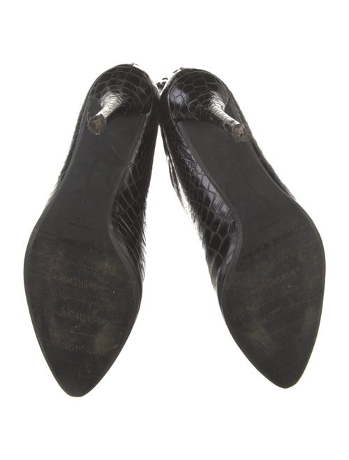 Stuart Weitzman Embossed Leather Animal Print Lace-Up Boots