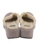 Stuart Weitzman Suede Fur Trim Mules