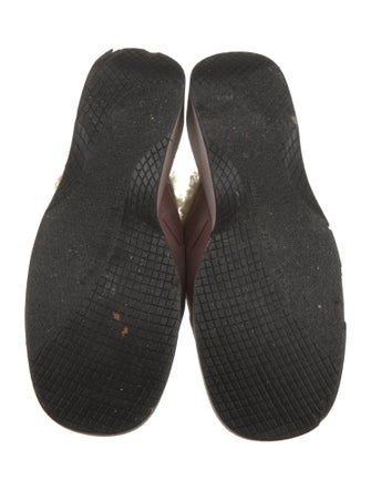 Stuart Weitzman Suede Fur Trim Mules