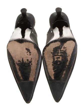 Stuart Weitzman Satin Crystal Embellishments Slingback Pumps