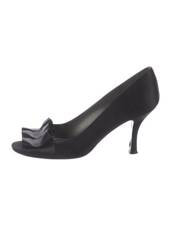 Stuart Weitzman Satin Ruffle Embellishment Pumps