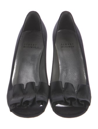 Stuart Weitzman Satin Ruffle Embellishment Pumps