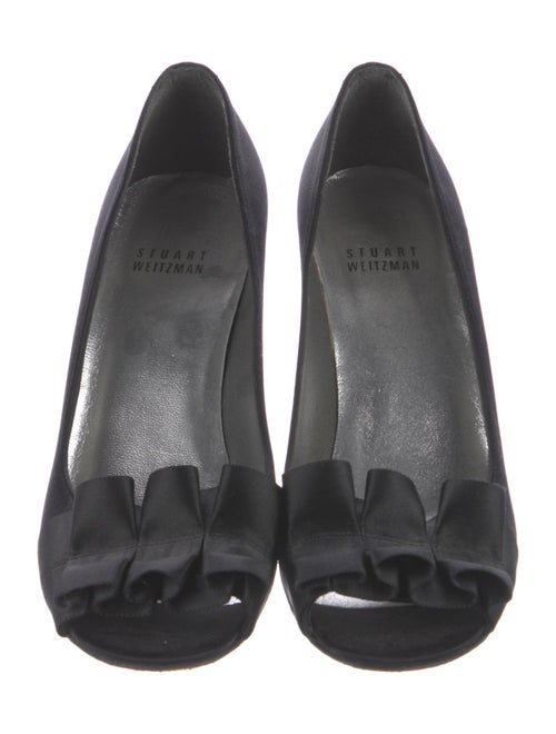 Stuart Weitzman Satin Ruffle Embellishment Pumps