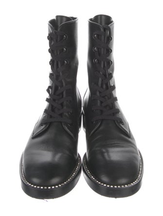 Stuart Weitzman Leather Crystal Embellishments Combat Boots