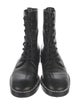 Stuart Weitzman Leather Crystal Embellishments Combat Boots