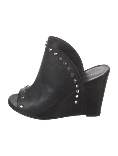 Stuart Weitzman Leather Studded Accents Slides