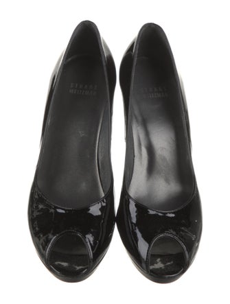 Stuart Weitzman Patent Leather Cutout Accent Pumps