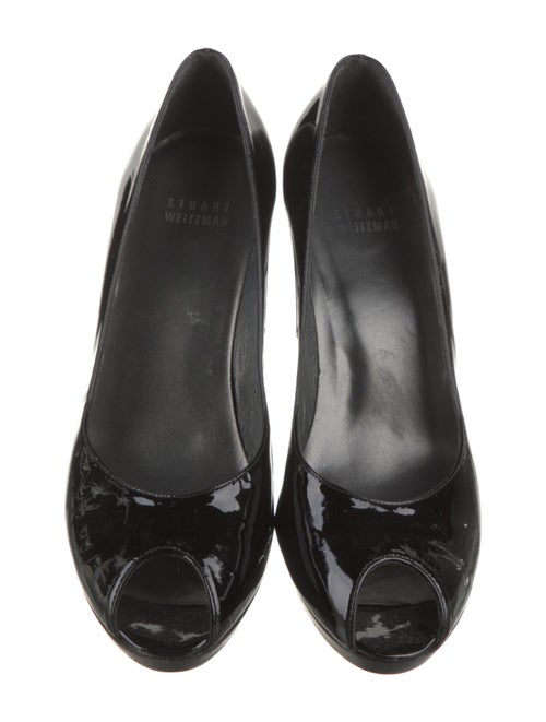 Stuart Weitzman Patent Leather Cutout Accent Pumps