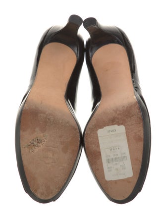 Stuart Weitzman Patent Leather Cutout Accent Pumps