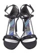 Stuart Weitzman Satin Crystal Embellishments T-Strap Sandals