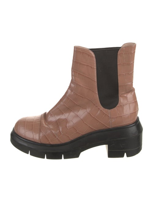 Stuart Weitzman Embossed Leather Animal Print Chelsea Boots