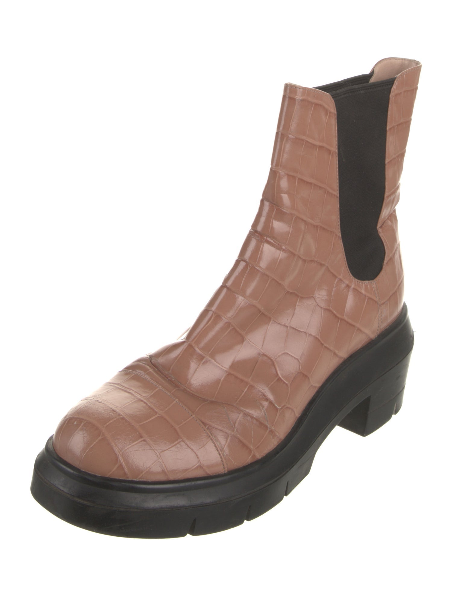 Stuart Weitzman Embossed Leather Animal Print Chelsea Boots