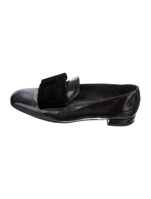 Stuart Weitzman Patent Leather Bow Accents Loafers