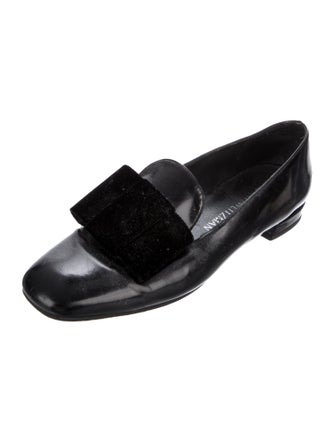 Stuart Weitzman Patent Leather Bow Accents Loafers