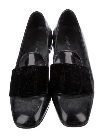 Stuart Weitzman Patent Leather Bow Accents Loafers