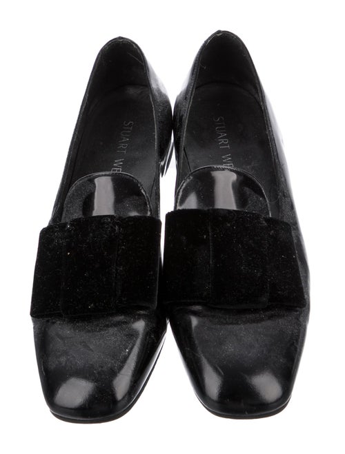 Stuart Weitzman Patent Leather Bow Accents Loafers