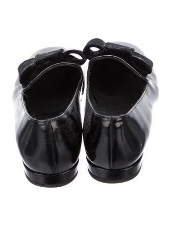 Stuart Weitzman Patent Leather Bow Accents Loafers
