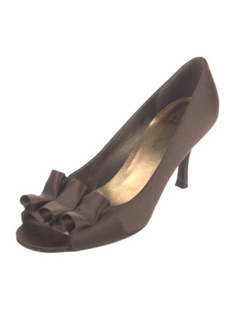 Stuart Weitzman Satin Ruffle Embellishment Pumps