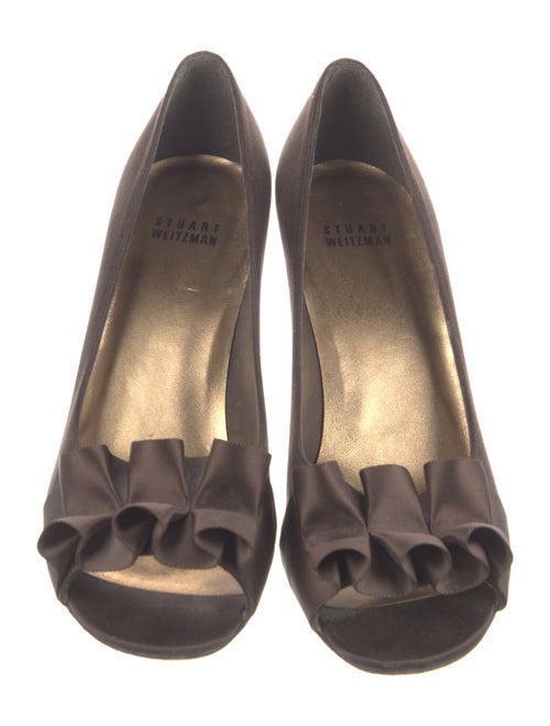 Stuart Weitzman Satin Ruffle Embellishment Pumps