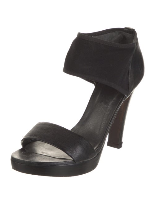 Stuart Weitzman Leather Mesh Accents Sandals