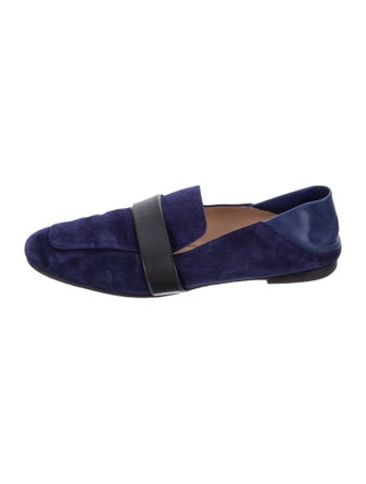 Stuart Weitzman Suede Leather Trim Embellishment Loafers