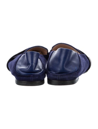 Stuart Weitzman Suede Leather Trim Embellishment Loafers